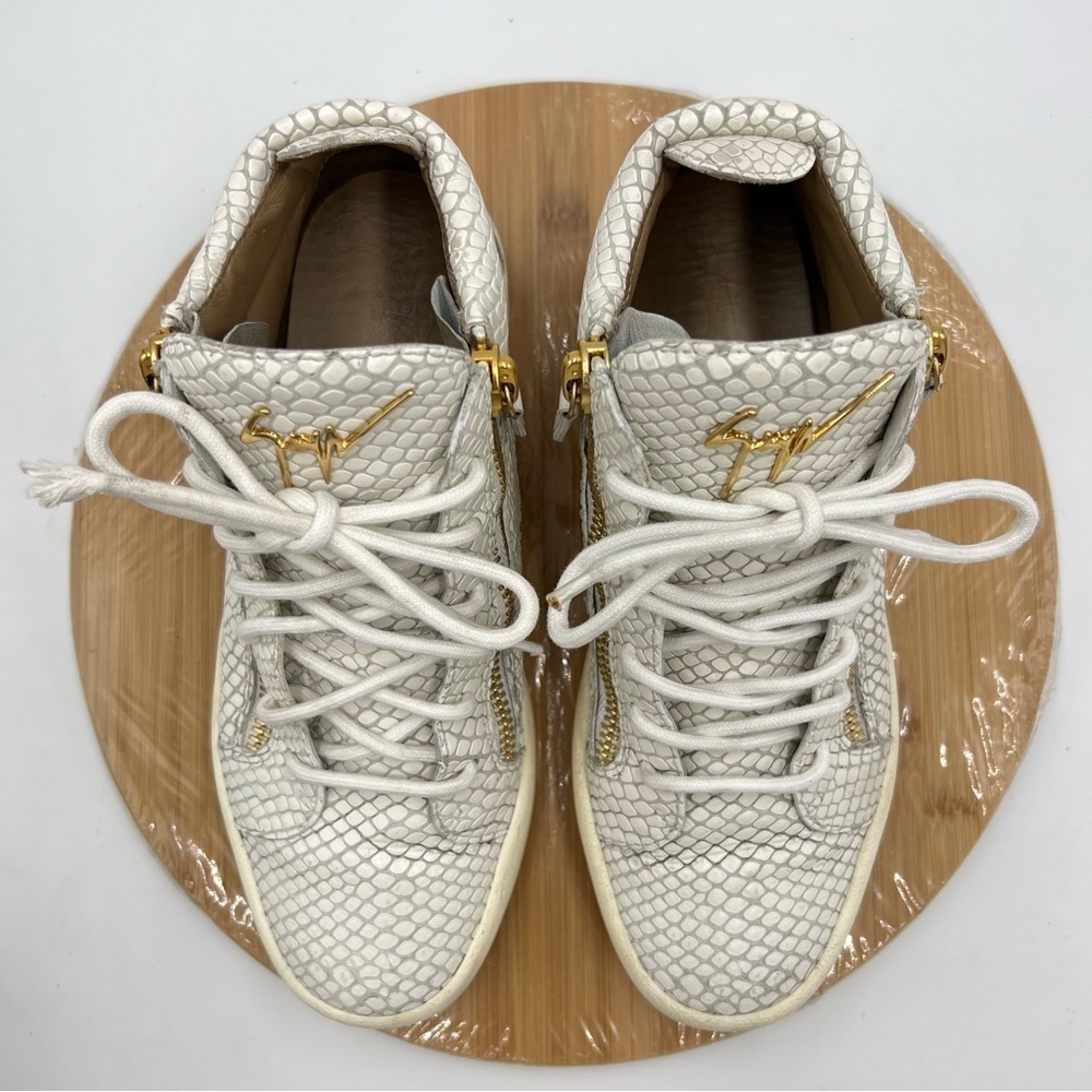 Giuseppe Zanotti Snakeskin White High Top Sneakers Size 42 - Picture 5 of 15